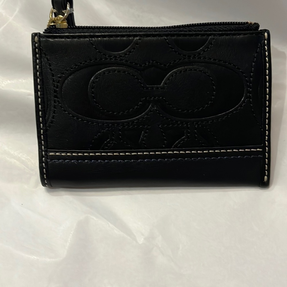Coach leather zip card case